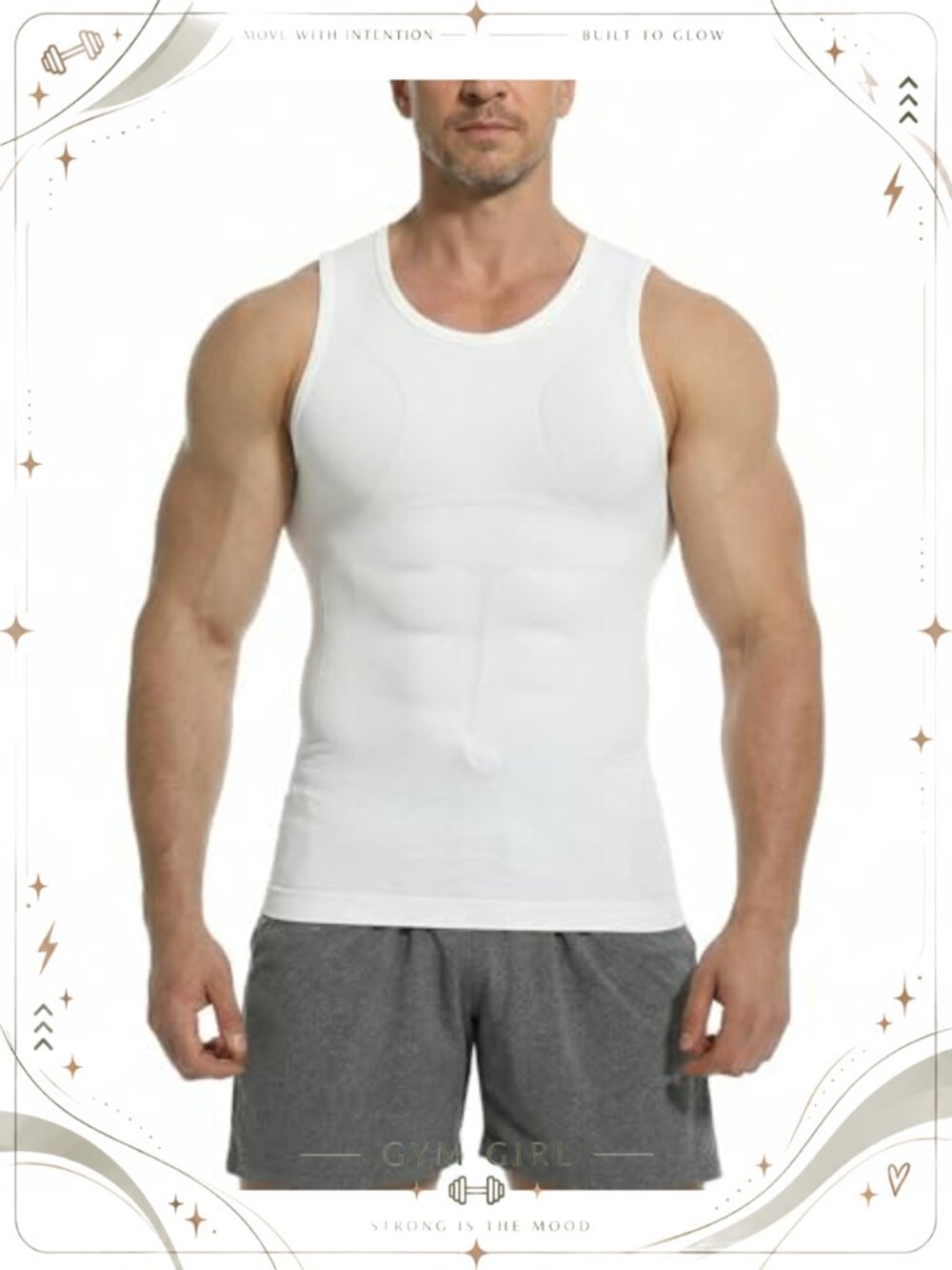 Mens Compression Shirt Slimming Tank Top Body Shaper Vest Tummy Control